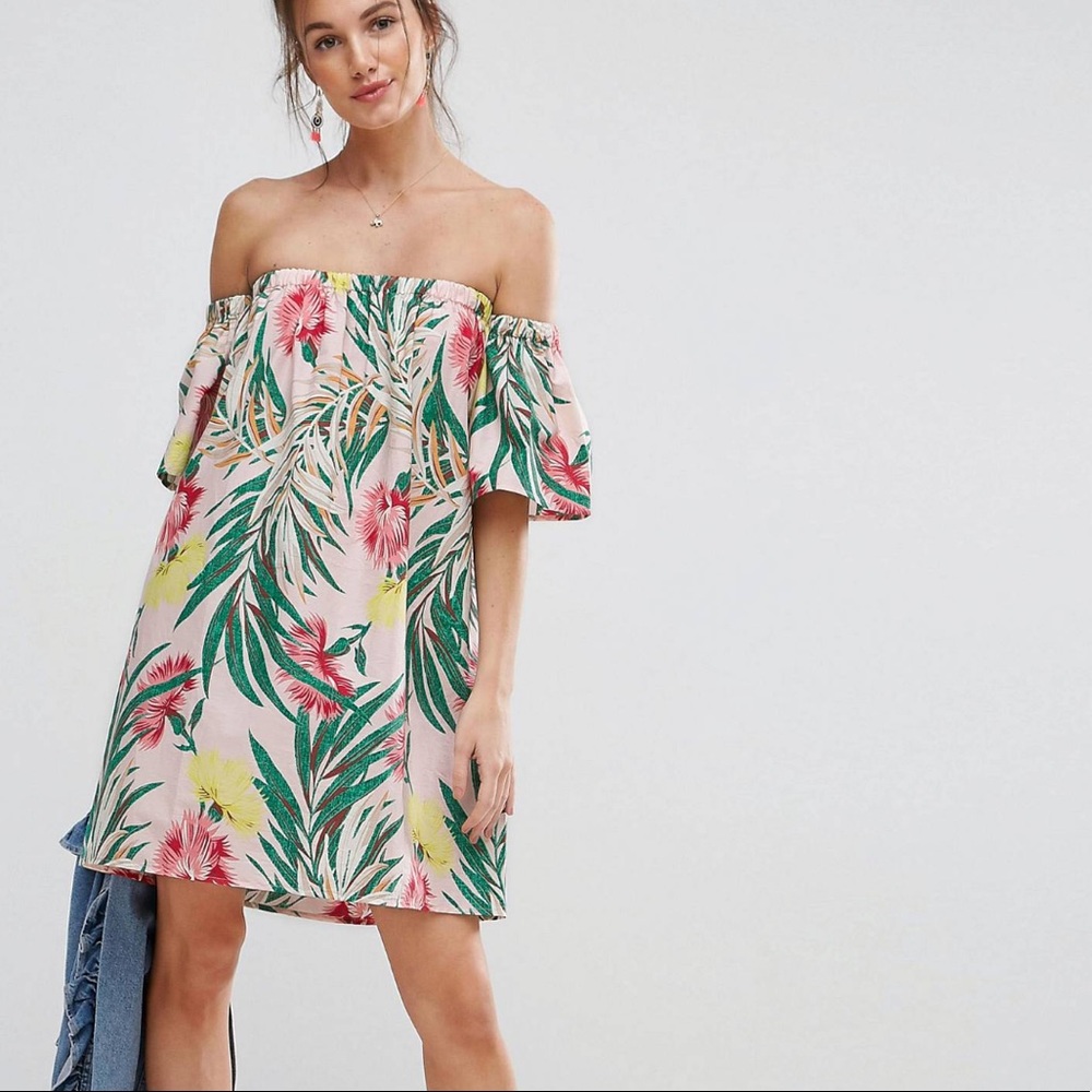 ASOS - off shoulder mini tropical sundress